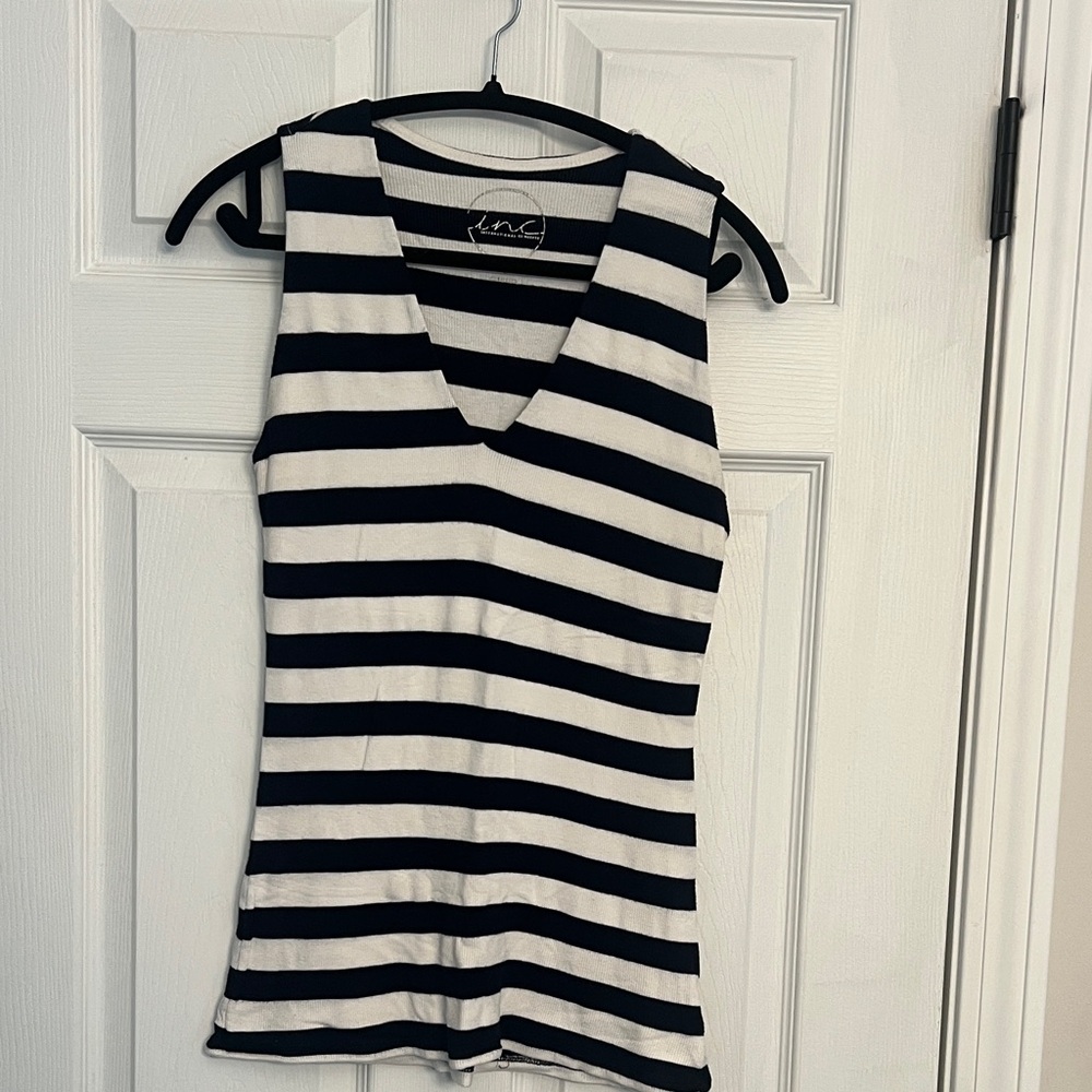 INC International Concepts Black and White Striped Tank Top